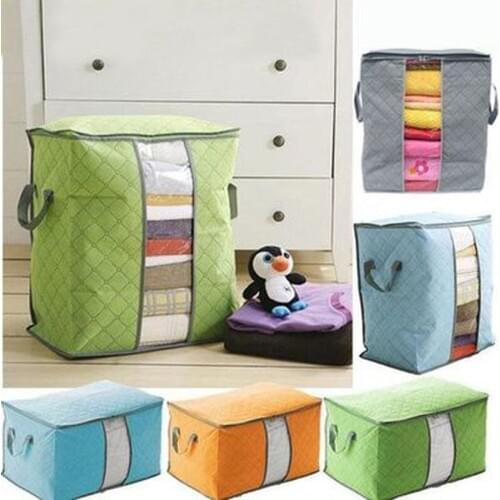 Foldable Quilt Storage Bag Non-woven Portable Clothes Storage Box Organizer Tidy Pouch Suitcase Home Storage Box Container Bag