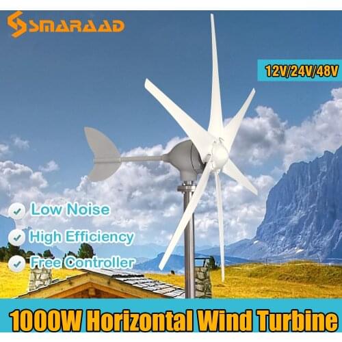 Low Wind Speed star 12v 24v 48v 600W 1000W Wind Power Generator Free Energy Windmill Turbine With MPPT Boost Charge Controller