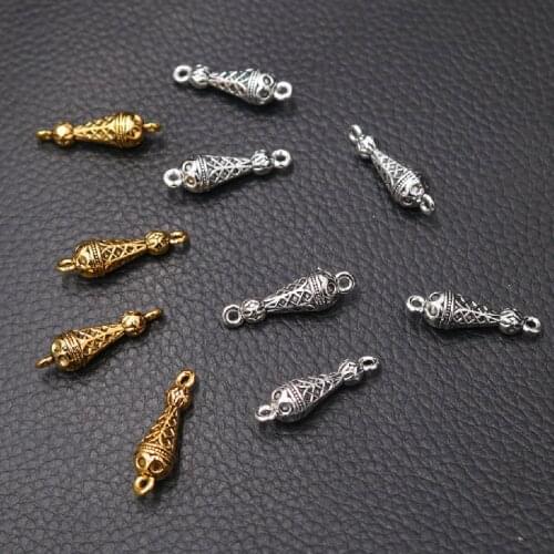 16pcs Raindrop Type Alloy Connector Retro Earrings Bracelet Necklace Metal Accessories DIY Charms Jewelry Crafts Making 24*8mm