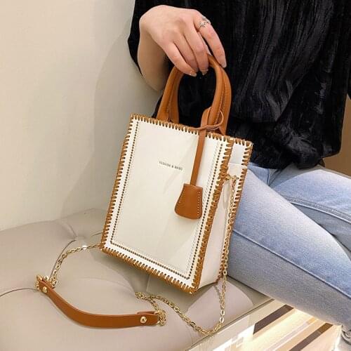 New High-quality PU Leather Tote Bag Chain Shoulder Messenger Bag Phone Purses Contrast Color Handbag and Crossbody Bag