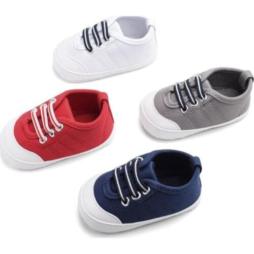Newborn Baby Shoes Baby Girl Boy Soft-Soled Toddler Shoes Sewing Line Solid Causal Canvas Anti-Slip Shoes First Walker
