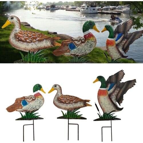 Duck Iron Garden Stake Patio Yard Decor Gardening Decorations Ornament