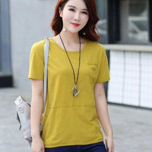 The new Korean version of 2019 New Korean mother cotton short sleeve white loose and half-sleeve large-size top T-shirt woman