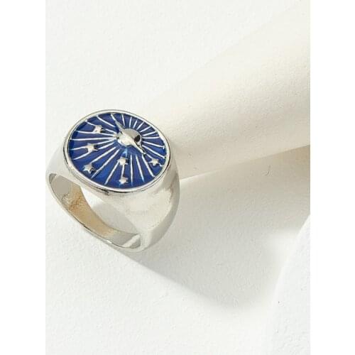 New Simple Blue Starry Ring Simple Creative Vintage Bule Star Rings For Women Girls Fashion Jewelry Gift