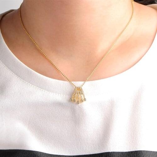 Blucome Gypsy Copper Feet Paw Shape Pendant Necklace For Women CZ Zircon Necklaces Bijoux Femme Collier Wedding Bridal Jewelry