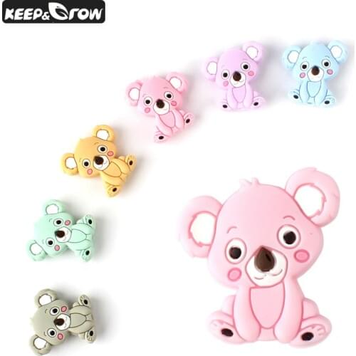 100pcs 28mm Silicone Beads Koala Rodents Mini Baby Teether Cute Food Grade Silicone Pearls Pacifier Pendant Baby Teether Product