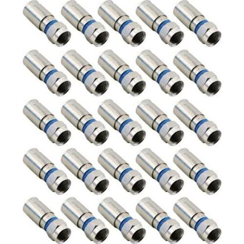 20Pcs RG6 F Compression Connector RF Wire Connector Solderless Adapter Blue