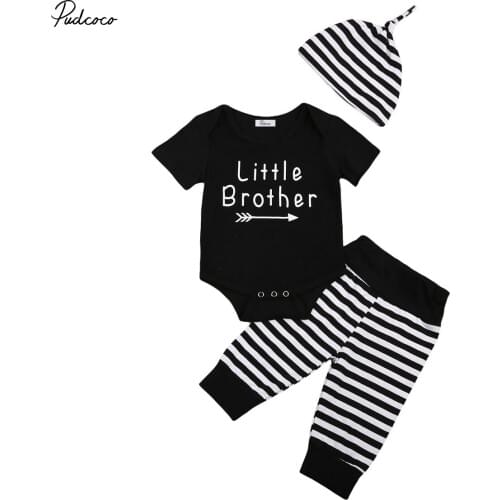 3 Pcs Newborn Baby Kid Girl Boy Letters Outfit Infant Babies New Kid Bodysuit+Pants+Hat Outfits Summer Clothing Set ropa de bebe