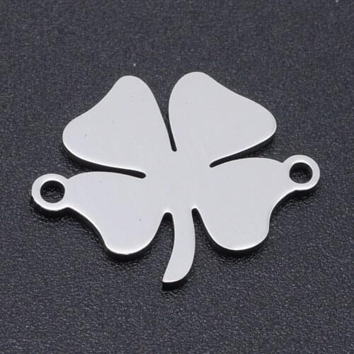 5pcs/lot 100% Stainless Steel Lucky Clover Connector Charms Wholesale Jewelry Making Charms Never Tarnish