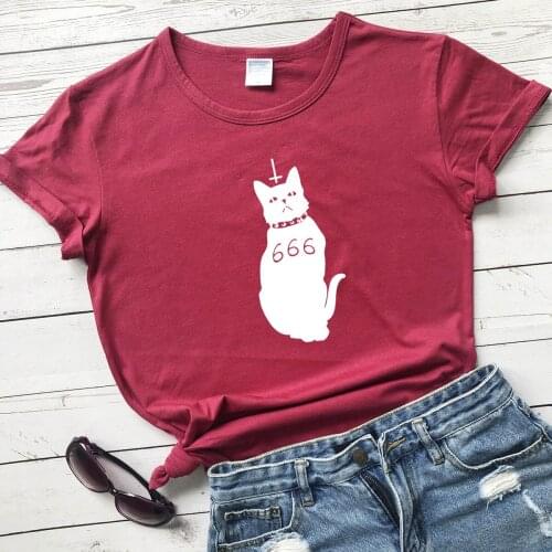 666 CAT funny gothic women fashion pure cotton casual hipster party gothic young hipster t shirt gift street style tees art top
