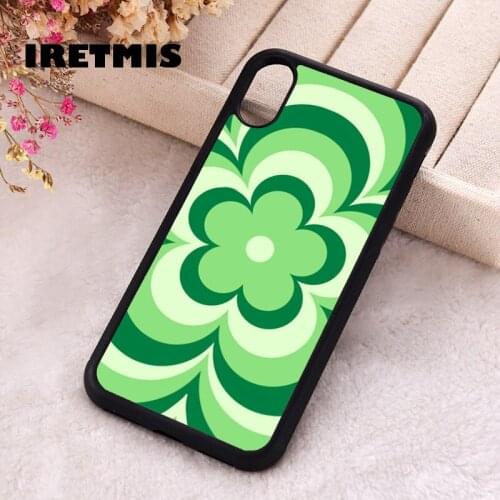 Iretmis 5 5S SE 2020 Phone Cover Case for iPhone 6 6S 7 8 Plus X Xs XR 11 12 Mini Pro Max Rubber Silicone GREEN FLOWER TRANCE