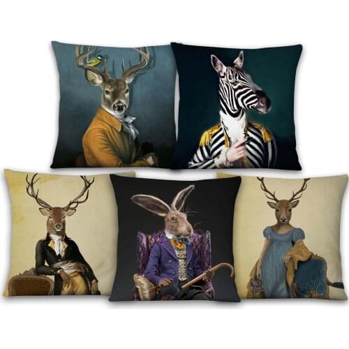 Nordic Art Posters Style Decorative Cushion Cover Zebra Giraffe Elephant Horse Fashion Animal Sofa Throw Pillow Case 45X45cm