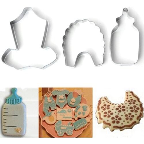Bottles baby shirt scarf stainless steel cute cutting biscuit mould cake moulds fruit sugar mold baking tools