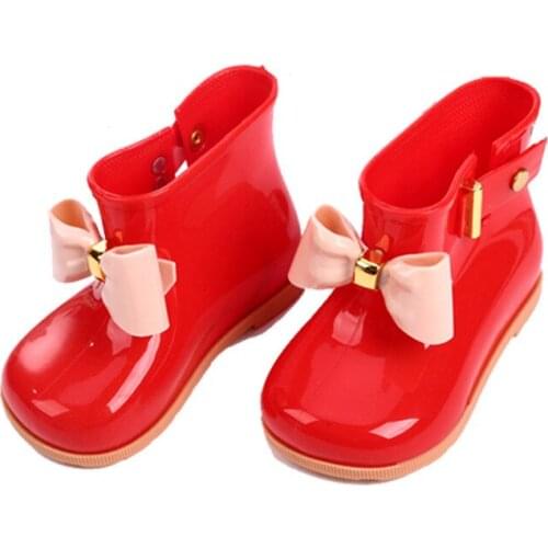 Bowtie Children Rain Boots For Girls Toddlers Kids Rain Shoes Soft PVC Jelly Boots With Bow-knot Cute Water-proof Rain Shoes