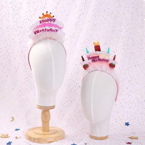 Fashion New Children Girl Princess Queen Pink Crown Birthday Party Cute Sweet and Fun Cake Headband Photo Props Hair Accessories