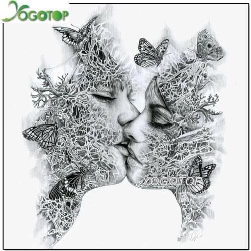 Diy Diamond Painting butterfly couple kissing landscape sketch Decorations For Home Handicraft Embroidery Diamond Art YY2379