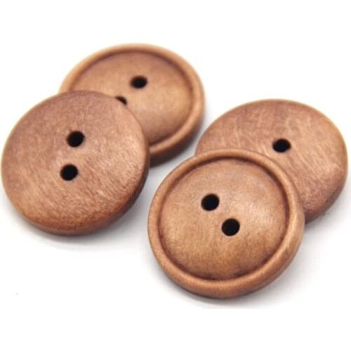 2 Holes Eco-Friendly Brown Wood Round Coat Buttons For Clothing Jacket Sweater Decorative Handmade Quality Accessories Wholesale