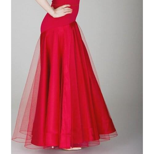 Ballroom dance modern dance elegant Mesh wide skirt two layers fabric S15007 fishbone tail