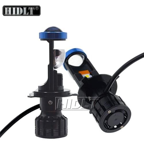HIDLT 2PCS P5 LED Headlights H4 Mini LED Lens Hi/Lo Beam H4 LED Projector Lens 12V 24V 12000LM 70W/Pair 6000K LED Conversion Kit