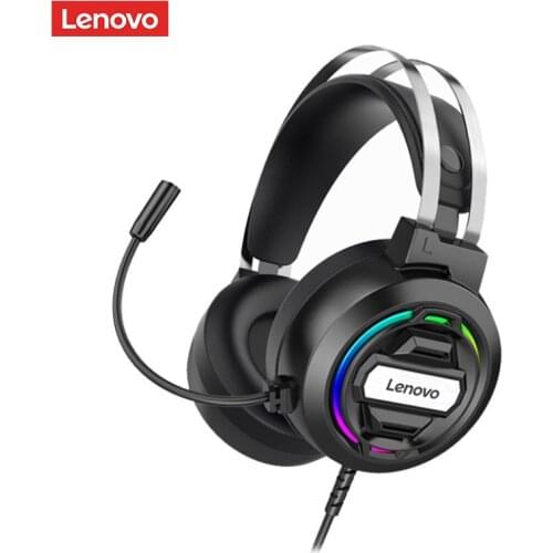Lenovo H401 Headphone USB Wired Over-Ear Gaming Headset With Microphone Over Ear Earphones with RGB Light for Game Players