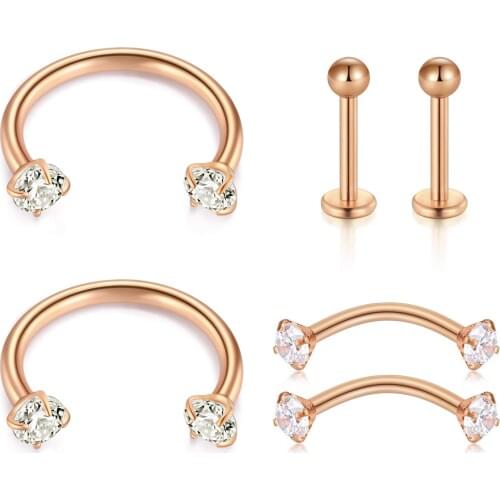 JFORYOU 16G Cartilage Hoop Tragus Stud Earrings-Stainless Steel Septum Jewelry Labret Monroe Medusa Lip Rook Helix Earring