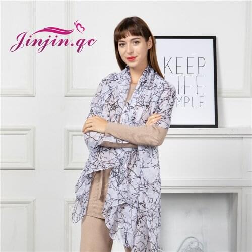 Jinjin.QC 2019 New Women Scarf Viscose Material Tree Branchs Details Pattern Casual Scarves 180x90cm All Seasons Lightwear