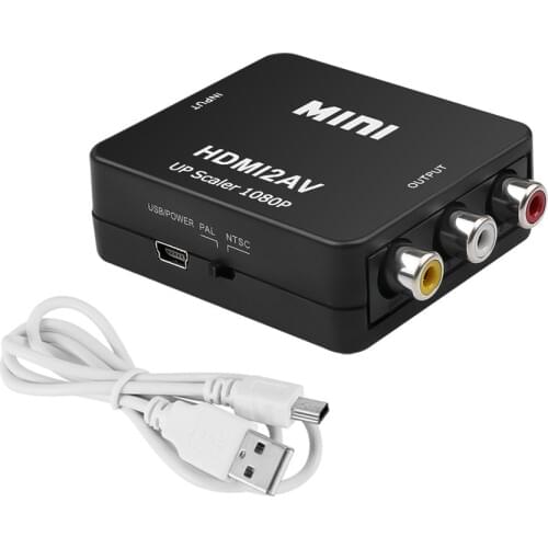 Kebidu HD 1080P Mini 3RCA AV/CVSB L/R Video Converter Box Composite Connector HDMI-compatible to AV Adapter for TV DVD