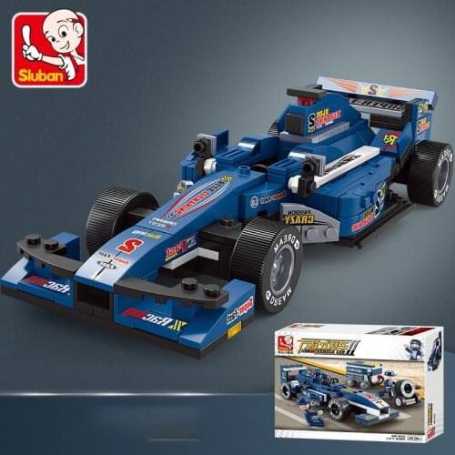287Pcs SLuban Car-Formula F1-Bule Educational Toy Childrens Assembled Car Model Building Block Minifigures Toy For Childrens