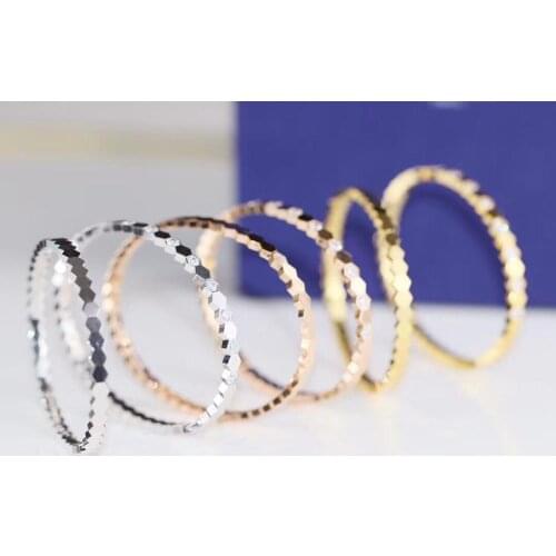 Hot brand wedding jewelry imitation replica luxurious brand letter logo bracelet gear bangle for women no stone half full cz