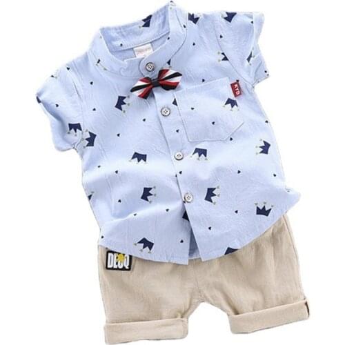 Fashion Summer Baby Clothes Children Boys Girls Clothing Kids Cotton Shirt Shorts 2Pcs/set Toddler Casual Costume Infant Outfits