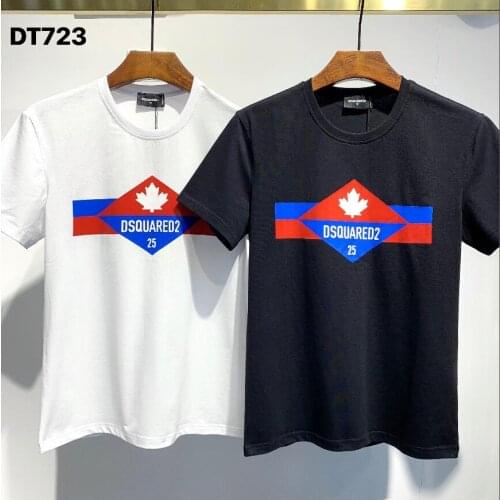 New Dsquared2 mens print T-shirt, cotton hip-hop style DT723