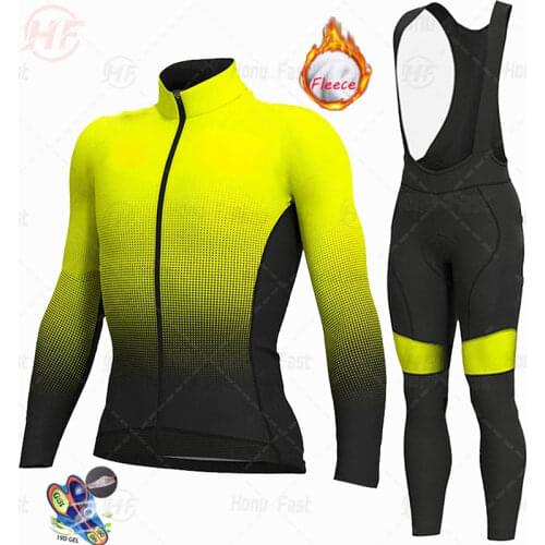 STRAVA 2022 Men Winter Fleece Cycling Jersey Set Keep warm Cycling Clothing Mountian Bike Bicycle Clothes Ropa Maillot Ciclismo