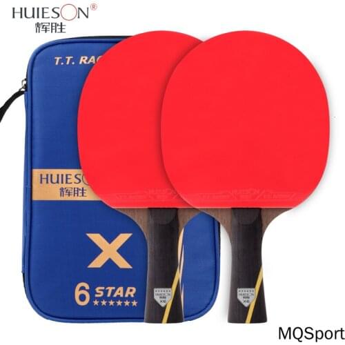 Huieson 6 Star Table Tennis Racket Set Carbon Ping Pong Racket Blade Padel Bat Including Cover Table Tennis Balls Accessories
