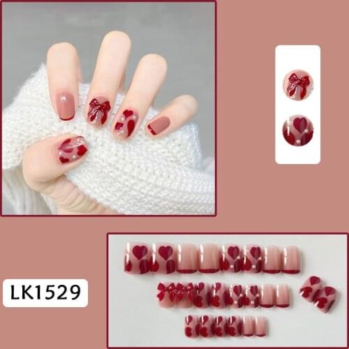 24Pcs/Set Fake Nails With Design Light Purple Edge Detachable Round Head French Nails DIY Nail Art Decoration For Manicures NN