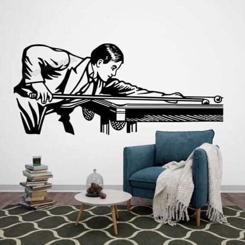 Billiards Wall decal Cue decal Billiard player Wall Sticker Billiards Club Decor Vinyl Decal Mural Art Room Decor Wallpaper B204