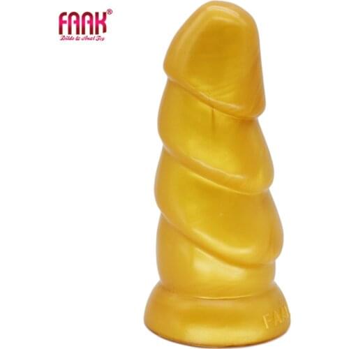 2021 New Golden Threaded Dildo Silicone Huge Anal Plug Vaginal Stimulation Female Man Masturbation Sex Shop Big Hole Anal Toys