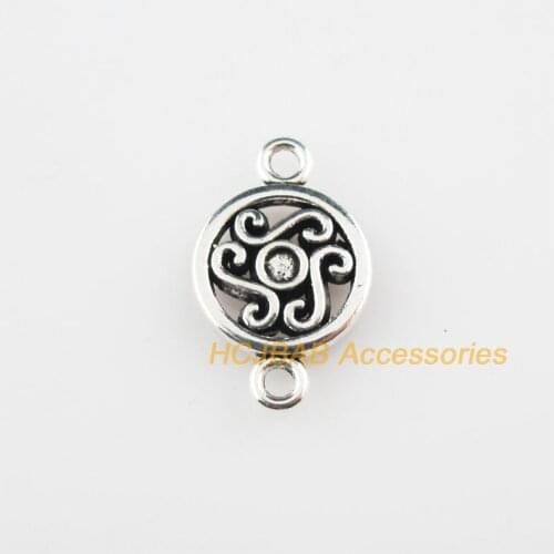 New 20Pcs Tibetan Silver Color Round Flower Cloud Charms Connectors 12x19mm