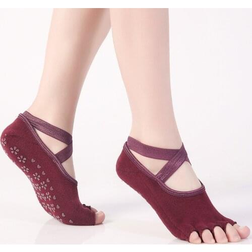 New Women Yoga Pilates Socks Half Toe Non Slip Ladies Massage Sport Socks Half-fingers Cotton Warm Exercise Running Hose Women