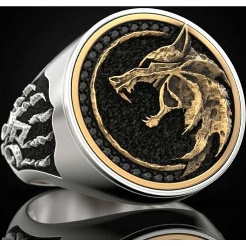 Hunter Wolf Claw Ring 925 Silver Viking Warrior Vintage Bicolor Mens Ring Gift Jewelry Ring Wholesale Size 7-12