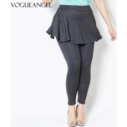 Plus Size 3XL 5XL Autumn Winter Hip Skirt+Pencil Pants Fake two-piece pleated Trousers Elasticity Legging Casual Skinny Leggins