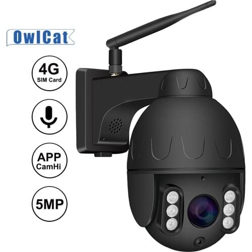 OwlCat 3G 4G GSM SIM Camera 2MP 5MP PTZ Dome IP Camera WiFi 5X Optical Zoom Two Way Audio 128G SD Card CamHi APP Remote View