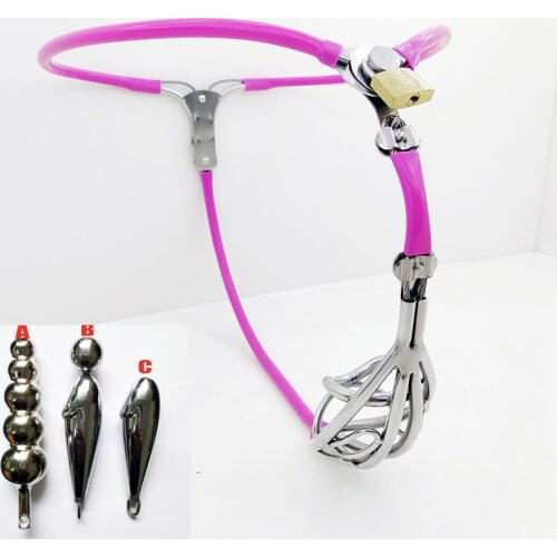 Stainless Steel Fully Hollow Dent Chastity Pants Have Hole Penis Cage Lock Bondage With Analplug BDSM Chastity Device Adjustable