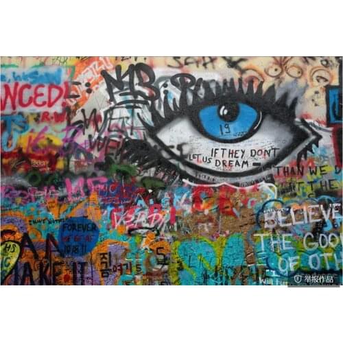 Custom photo mural 3d wallpaper European and American color graffiti eyes on cement wall home decor wallpaper for walls 3 d