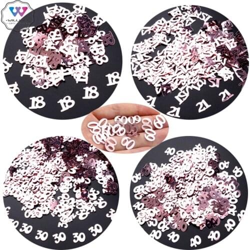 Rose Gold Digital 18/21/30/40/50/60 Glitter Confetti Decor Happy Birthday Table Scatter Confetti For Celebration Party Supplies