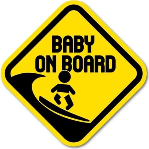 S50377# 10/13/15/17CM Personality PVC Decal Surfing Baby On Board Waterproof Car Sticker on Motorcycle Laptop Decorative