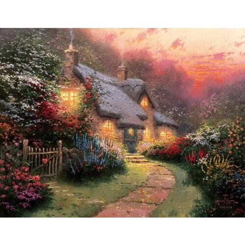 Glory Of Evening Thomas Kinkade HD Canvas Oil painting Print Living Room Bedroom Hotel Wall Picture Art Home Decoration