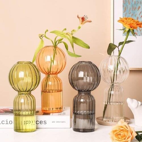 Glass Vase Home Decore Glass Container Modern Living Room Decoration Flower Pot Hydroponic Flower Arrangement Art Decoration