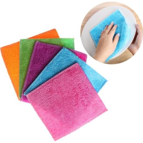 High Efficient Anti-grease Dish Cloth Bamboo Fiber Washing Towel Magic Kitchen Scouring Pad Cleaning Wiping Rags