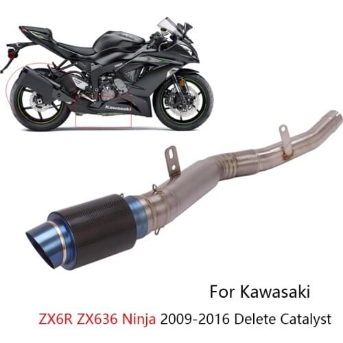 Delete Catalyst Pipe for Kawasaki Ninja ZX6R ZX636 2009-2016 Motorcycle Middle Tube Slip-on Exhaust Muffler Pipe with DB Killer