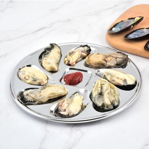 Oysters Dish Convenient Non-slip Stainless Steel 8 Slots Sauce Seafood Multifunctional Easy Clean Oyster Useful Serving Plate